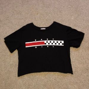 Black checkered cropped top